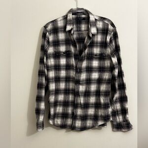 Black and White Plaid Men's Shirt